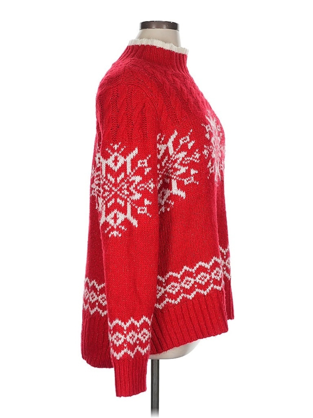 Talbots Fair Isle Snowflake Mock Neck Sweater - Picture 4 of 8
